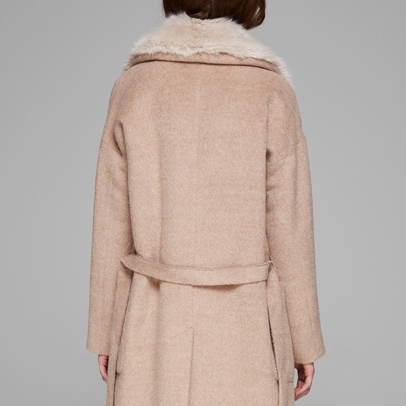 Sosken studios designer alpaca and wool coat with detachable faux fur collar - Picture 3 of 3